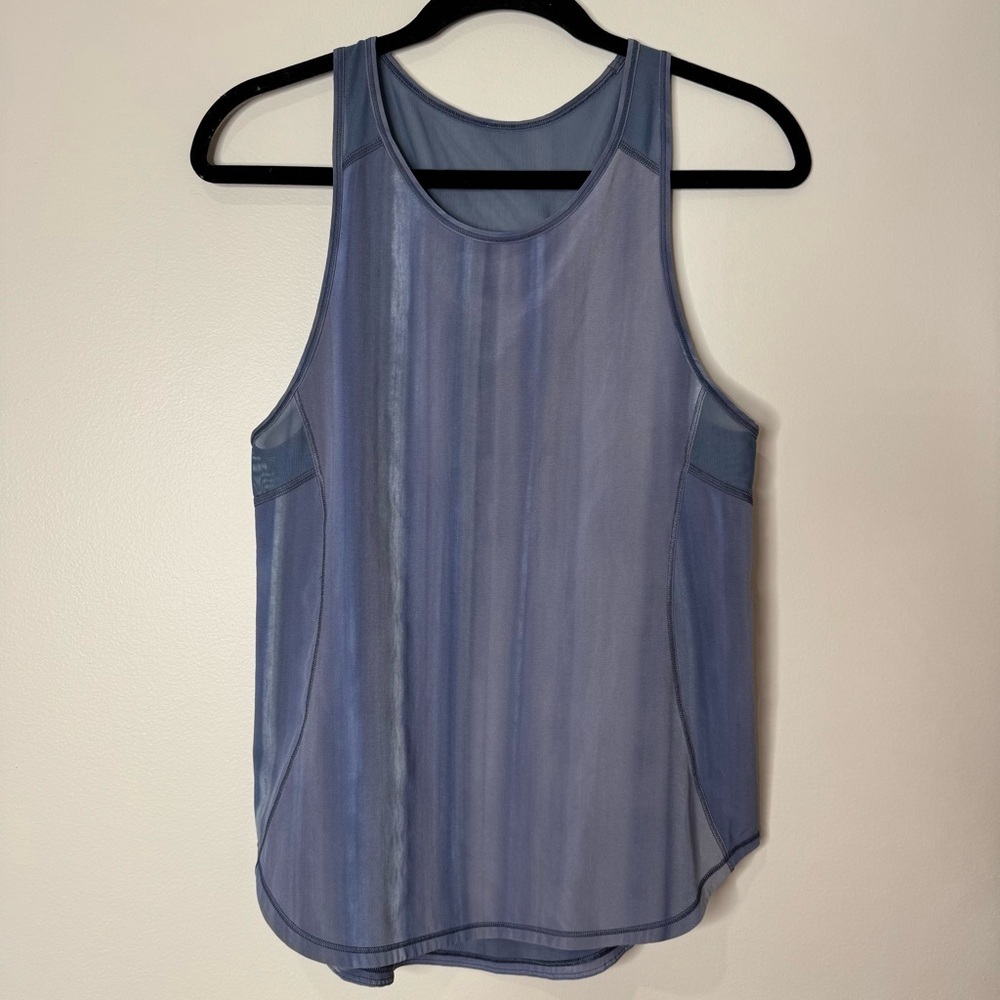 Lululemon Sculpt Tank Brushed Spray Dye White Blue Mesh Racer Back Athletic‎
